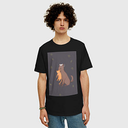 Футболка оверсайз мужская Корзинка фруктов Юки Сома, цвет: черный — фото 2