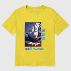Футболка оверсайз мужская Портрет Gojo Satoru - Магическая битва, цвет: желтый
