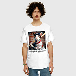 Футболка оверсайз мужская Bull terrier - New York yankees baseball team, цвет: белый — фото 2