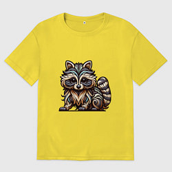 Футболка оверсайз мужская Енот полосатый, цвет: желтый