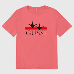 Футболка оверсайз мужская Гусси - лапы, цвет: коралловый