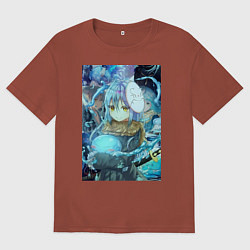 Футболка оверсайз мужская О моём перерождении в слизь Римуру Темпест коллаж, цвет: кирпичный