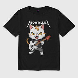 Футболка оверсайз мужская Meowtallica rock, цвет: черный