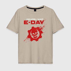Футболка оверсайз мужская Gears of war e-day logo, цвет: миндальный
