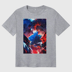 Футболка оверсайз мужская Магическая битва Сатору Годзё Сукуна Рёмэн, цвет: меланж