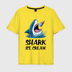 Футболка оверсайз мужская Shark ice cream - ai art, цвет: желтый