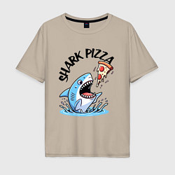 Футболка оверсайз мужская Shark pizza - ai art fantasy, цвет: миндальный