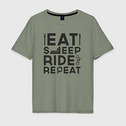 Футболка оверсайз мужская Eat sleep ride repeat, цвет: авокадо