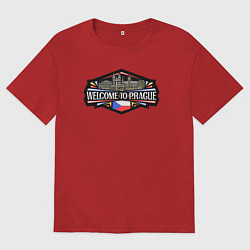 Футболка оверсайз мужская Добро пожаловать в Прагу, цвет: красный