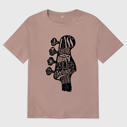 Мужская футболка оверсайз Bass guitar neck with titles