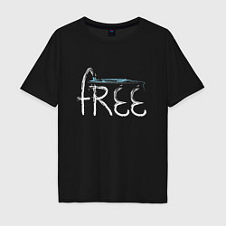 Мужская футболка оверсайз Надпись free с буквой, стилизованной под кран
