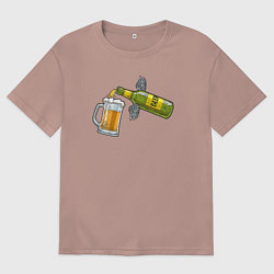 Футболка оверсайз мужская Ангельское пиво, цвет: пыльно-розовый