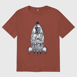 Футболка оверсайз мужская Ракета дом, цвет: кирпичный