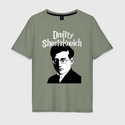 Мужская футболка оверсайз Дмитрий Шостакович с портретом