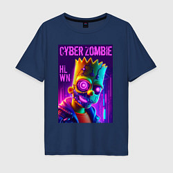 Футболка оверсайз мужская Bart Simpson cyber zombie - halloween ai art, цвет: тёмно-синий