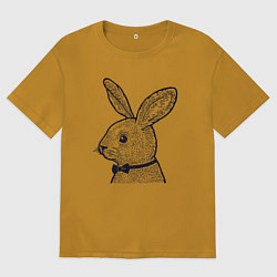 Футболка оверсайз мужская Зайчик в бабочке, цвет: горчичный