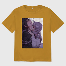Футболка оверсайз мужская Последний Серафим Шиноа Хираги вампир, цвет: горчичный