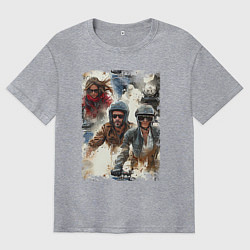 Футболка оверсайз мужская Мотокросс -акварель, цвет: меланж