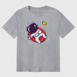 Футболка оверсайз мужская Космонавт в бассейне, цвет: меланж