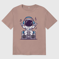 Футболка оверсайз мужская Music spaceman, цвет: пыльно-розовый