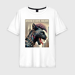 Футболка оверсайз мужская Cool panther - punks not dead, цвет: белый