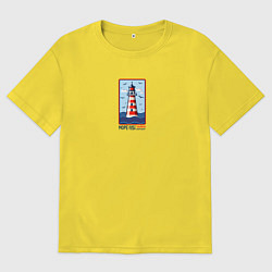 Футболка оверсайз мужская Маяк среди волн, цвет: желтый