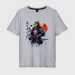 Мужская футболка оверсайз Cat samurai - bushido ai art