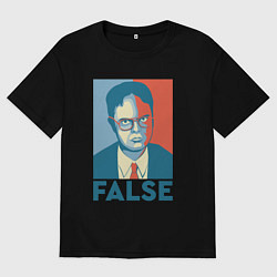 Футболка оверсайз мужская Dwight false - офис, цвет: черный