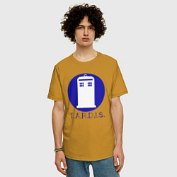 Футболка оверсайз мужская Blue tardis, цвет: горчичный — фото 2
