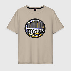 Футболка оверсайз мужская Boston - USA, цвет: миндальный