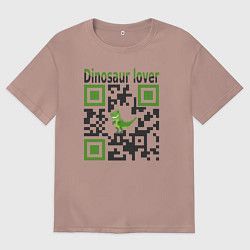 Футболка оверсайз мужская Кьюар-код динозавр, цвет: пыльно-розовый