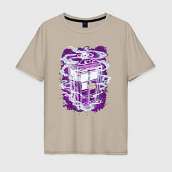 Футболка оверсайз мужская Tardis violet, цвет: миндальный