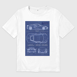 Футболка оверсайз мужская Chevrolet Corvette чертеж, цвет: белый