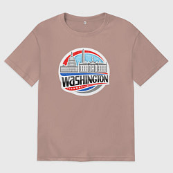 Футболка оверсайз мужская USA Washington, цвет: пыльно-розовый