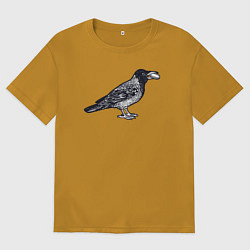 Футболка оверсайз мужская Ворона с денежкой, цвет: горчичный