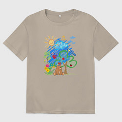 Футболка оверсайз мужская Я рисую, цвет: миндальный