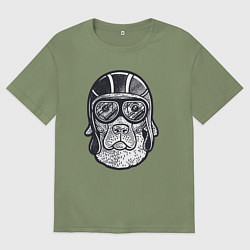 Футболка оверсайз мужская Пёс авиатор, цвет: авокадо
