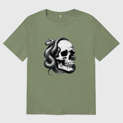 Мужская футболка оверсайз Змея и череп