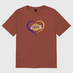 Футболка оверсайз мужская LA Lakers в сердце, цвет: кирпичный