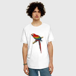 Футболка оверсайз мужская Попугай ara macaw, цвет: белый — фото 2