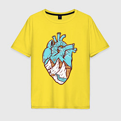 Мужская футболка оверсайз Сердце и горы