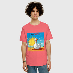 Футболка оверсайз мужская Авгусьт, цвет: коралловый — фото 2