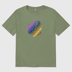 Футболка оверсайз мужская Орнамент со скрипичным ключом, цвет: авокадо