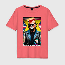 Футболка оверсайз мужская Trumps not dead - ai punk art, цвет: коралловый