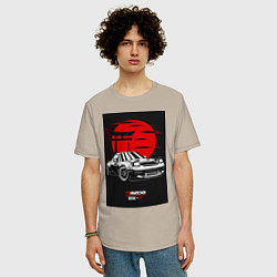 Футболка оверсайз мужская Mazda rx-7 jdm style, цвет: миндальный — фото 2