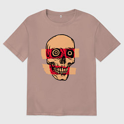 Футболка оверсайз мужская Череп рентген, цвет: пыльно-розовый