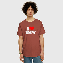 Футболка оверсайз мужская I love my BMW, цвет: кирпичный — фото 2