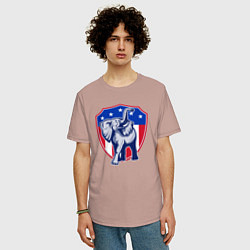 Футболка оверсайз мужская Elephant USA, цвет: пыльно-розовый — фото 2