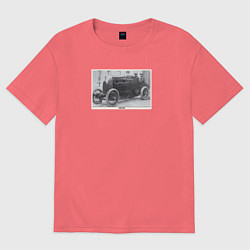 Футболка оверсайз мужская Retro car Fiat S76, цвет: коралловый