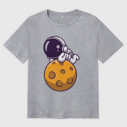 Футболка оверсайз мужская Отдых на Луне, цвет: меланж